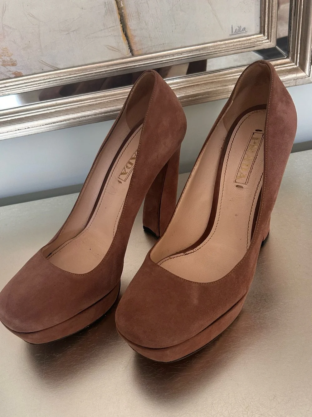 Prada suede platform